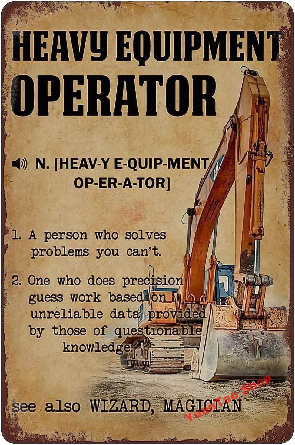 Heavy Equipment Sign - Panneau en étain amusant « Menu